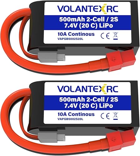 VOLANTEXRC 2pcs 7.4V 500mAh Lipo Batería para Control Remoto Avión P51D Mustang (768-1)