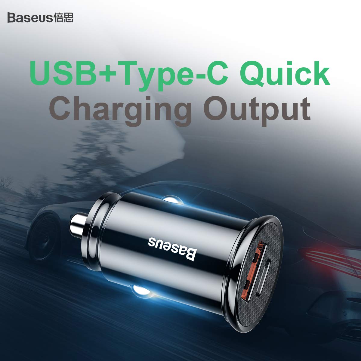 Baseus Circular Plastic | Ładowarka samochodowa USB-A Type-C USB-C PD 30W QC 3.0 SCP 5A