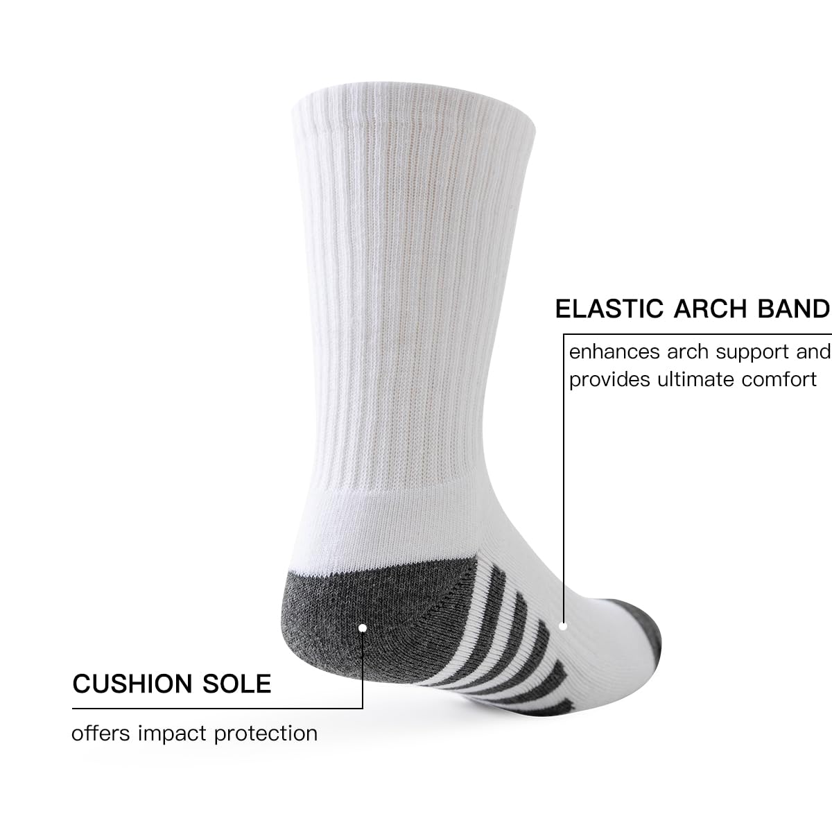 JOYNÉE 8 Pairs Mens Crew Work Cushion Socks Long Athletic Running Socks Workout Breathable Socks