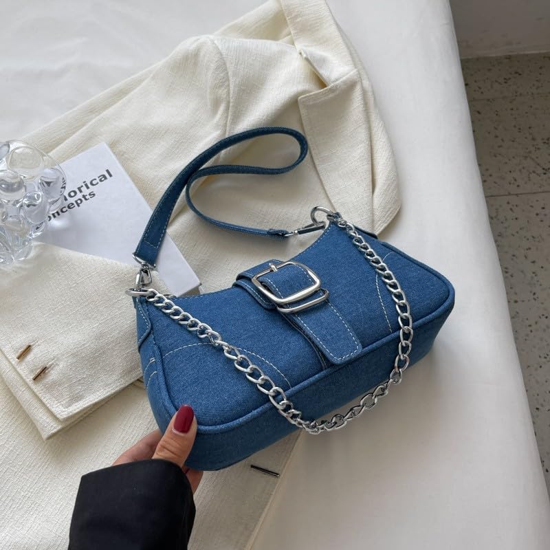 Chic Canvas Crossbody Bag for Women, Trendy Chain Strap Shoulder Bag, Fashionable Bucket Bag with Adjustable Strap3