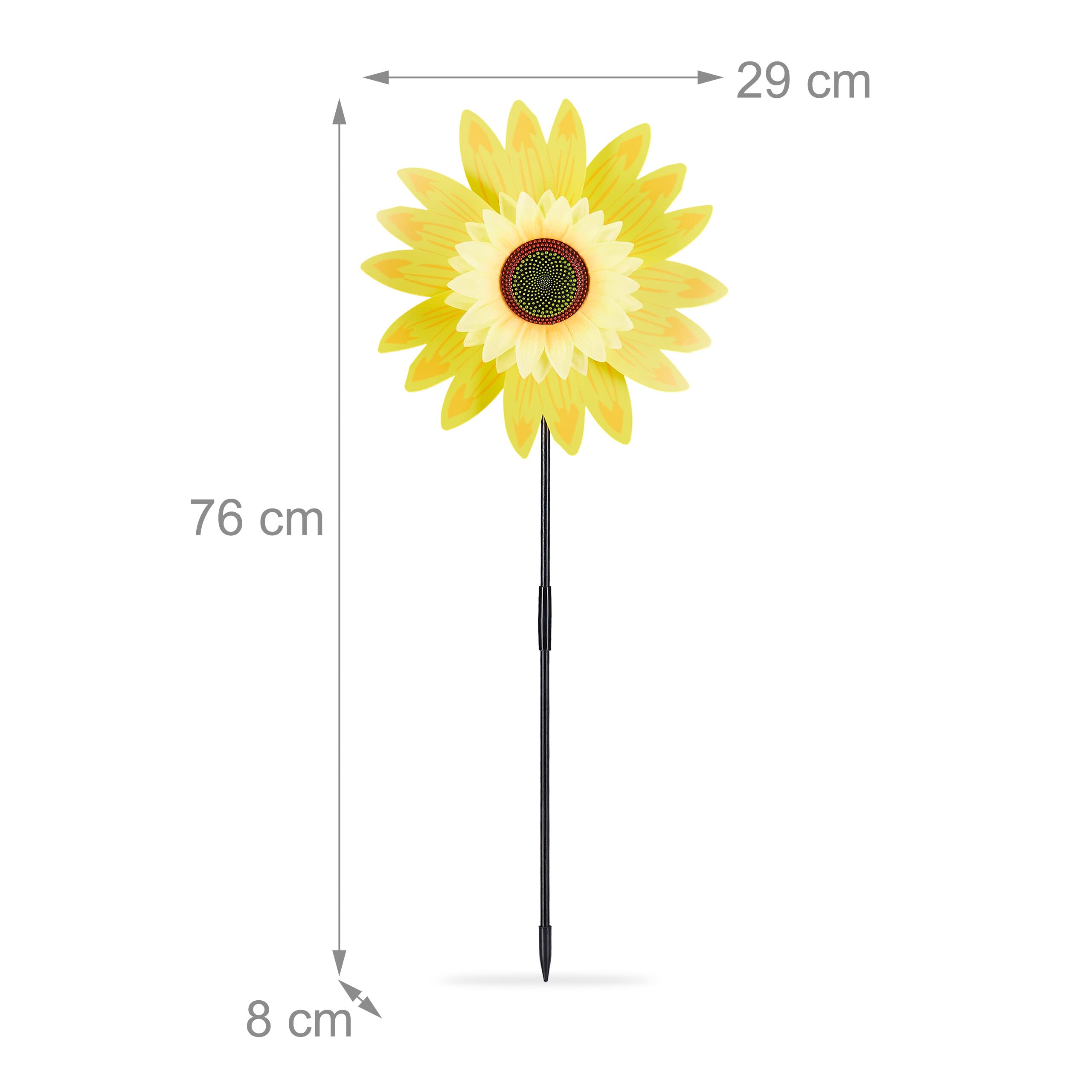 Relaxdays Moulin à de 2, Planter, H x L x P : env. 76 x 29 x 8 cm, pour Jardin et Balcon, Jaune
