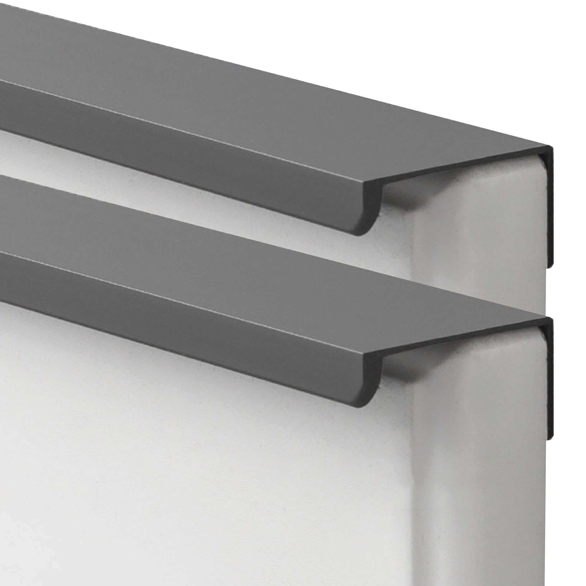 JIALUO0318 Invisible Handles Furniture Pull Aluminium Alloy Concealed Pull Kitchen Cupboard Handles Finger Edge Pull Door Knob Cabinet Handle Drawer Handles 2 Piece (Gray,Length 200mm)