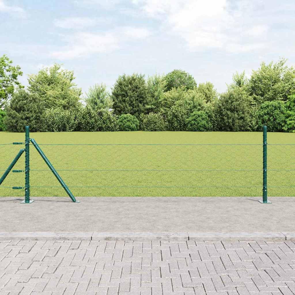 Valla hexagonal con base de hormigón, 25 x 0,5 m, acero recubierto de PVC para jardín, terraza y limitación de propiedades, resistente a la intemperie y al óxido, fácil montaje, privacidad y