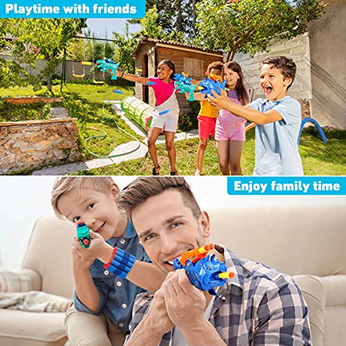 Dinosaur Toy Guns For Toddlers Age 3-5,Dino Blaster Toys For 3 4 5 6 7 8 Year Old Boys,2 Pack Foam Blasters Guns Cool Shooting Game T-Rex & Triceratop Toy With 30 Bullets Darts Birthday Gift For Boys #TOP4