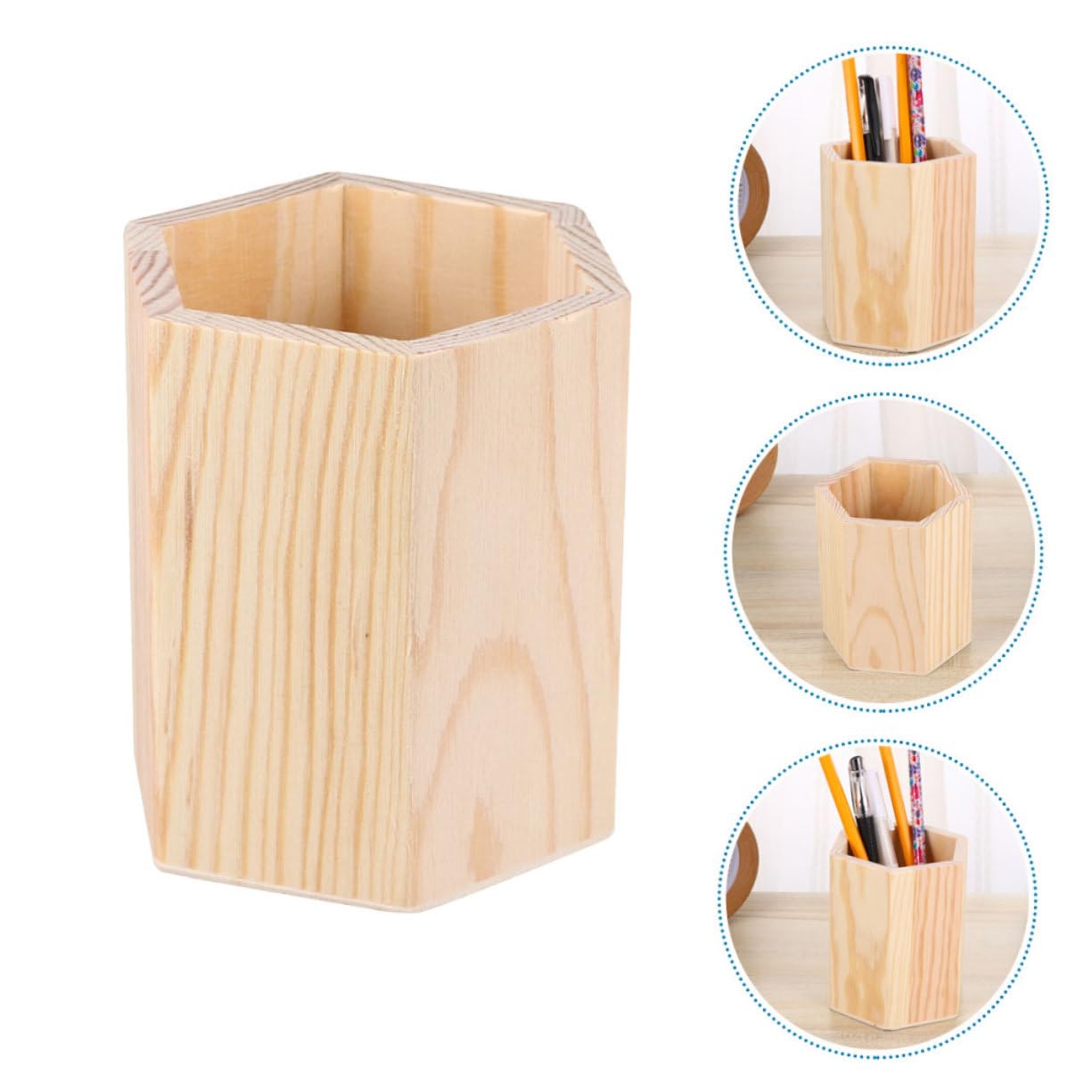 Ciieeo 4 Set Barile Di Stoccaggio in Legno Tazza Portapenne Porta Penna Portapenne Vuoto Portabicchieri Per Penne Portapenne Da Ufficio Tazza Della Matita Di Legno Khaki 4 Pezzi * 4