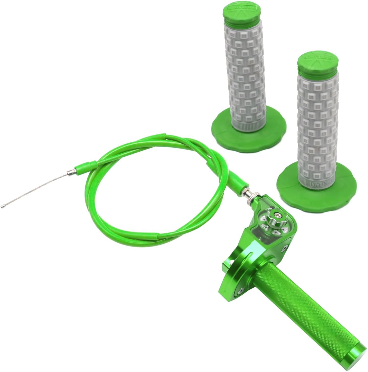 Motorcycle Throttle Assembly 22mm CNC Aluminum Twist Throttle Grips with Throttle Cable and Handlebar Grip for CRF50 KLX SSR TTR 110 125 150 200 250cc Dirt Pit Bike ATV Mini Bike