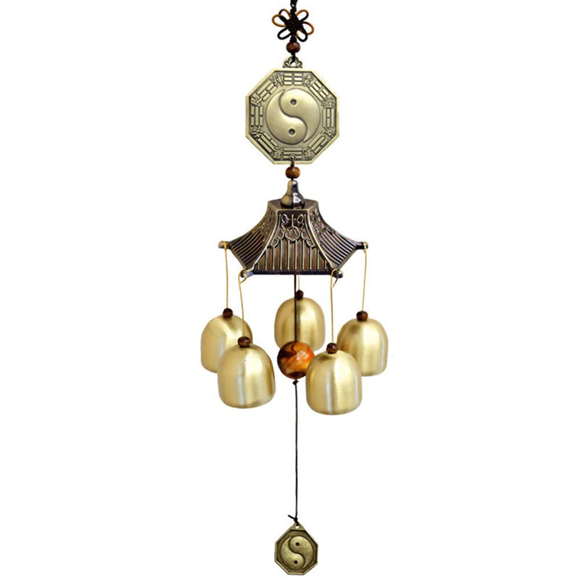 Ecoodisk 5 Bells Lucky Wind Chimes Feng Shui Wind Bell for Good Luck38cm