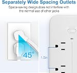 Flat Plug Exetnsion Cord, Power Bars with Surge Protector, Power Strip with 4 USB Ports(1 USB C), Wall Mount for Home Office College Dorm Room Essentials