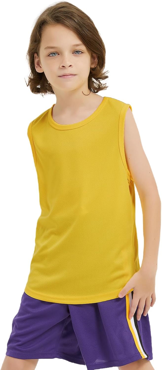 Phedrew 5 Pack Boys Youth Kids Mesh Athletic Quick Dry Tank Tops Moisture Wicking Active Sleeveless Shirts (Age 4-18) - Image 2