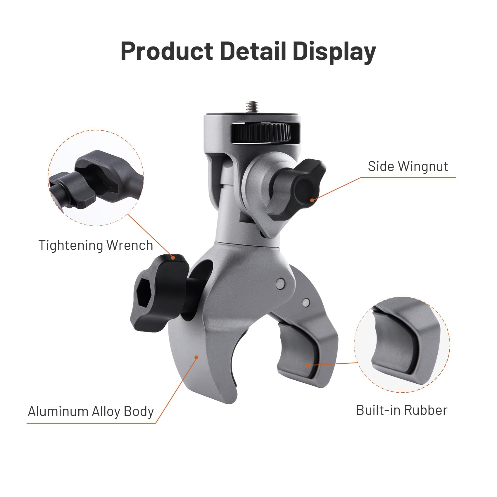 PGYTECH CapLock Super Clamp Mount Heavy Duty Robuste Klemme Aluminium Motorrad Halterung für Insta360 Ace Pro 2/X5/X4 Lenkerhalterung mit 1/4" Schraube für GoPro, für DJI OSMO, Action Kamera Zubehör