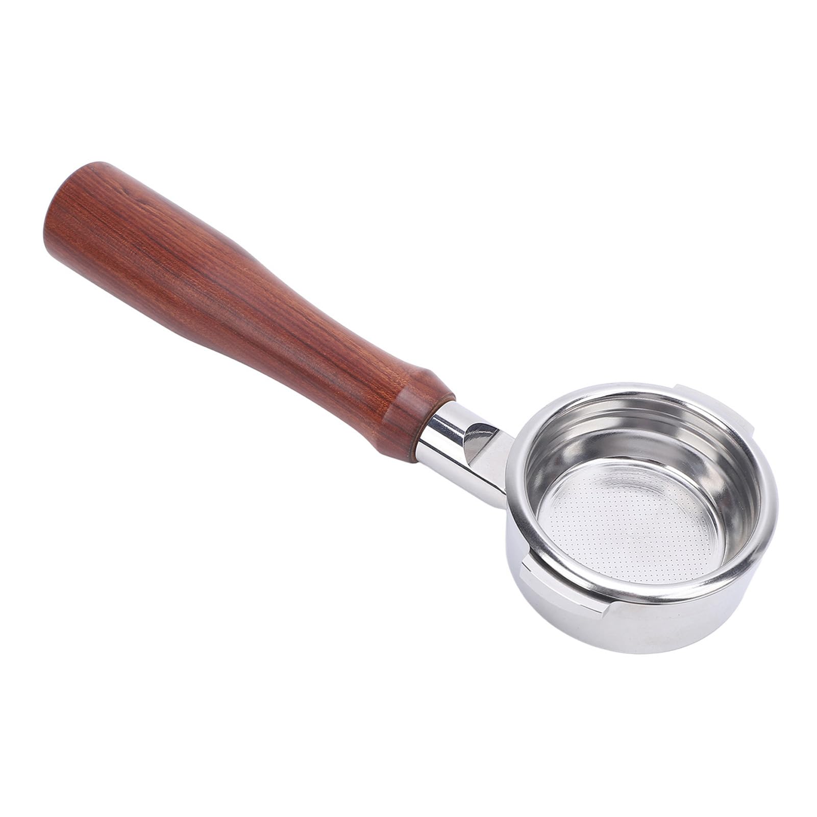 Porte-filtre à café sans Fond 58mm, Poignée en Acier Inoxydable et Bois, pour Machine à Expresso