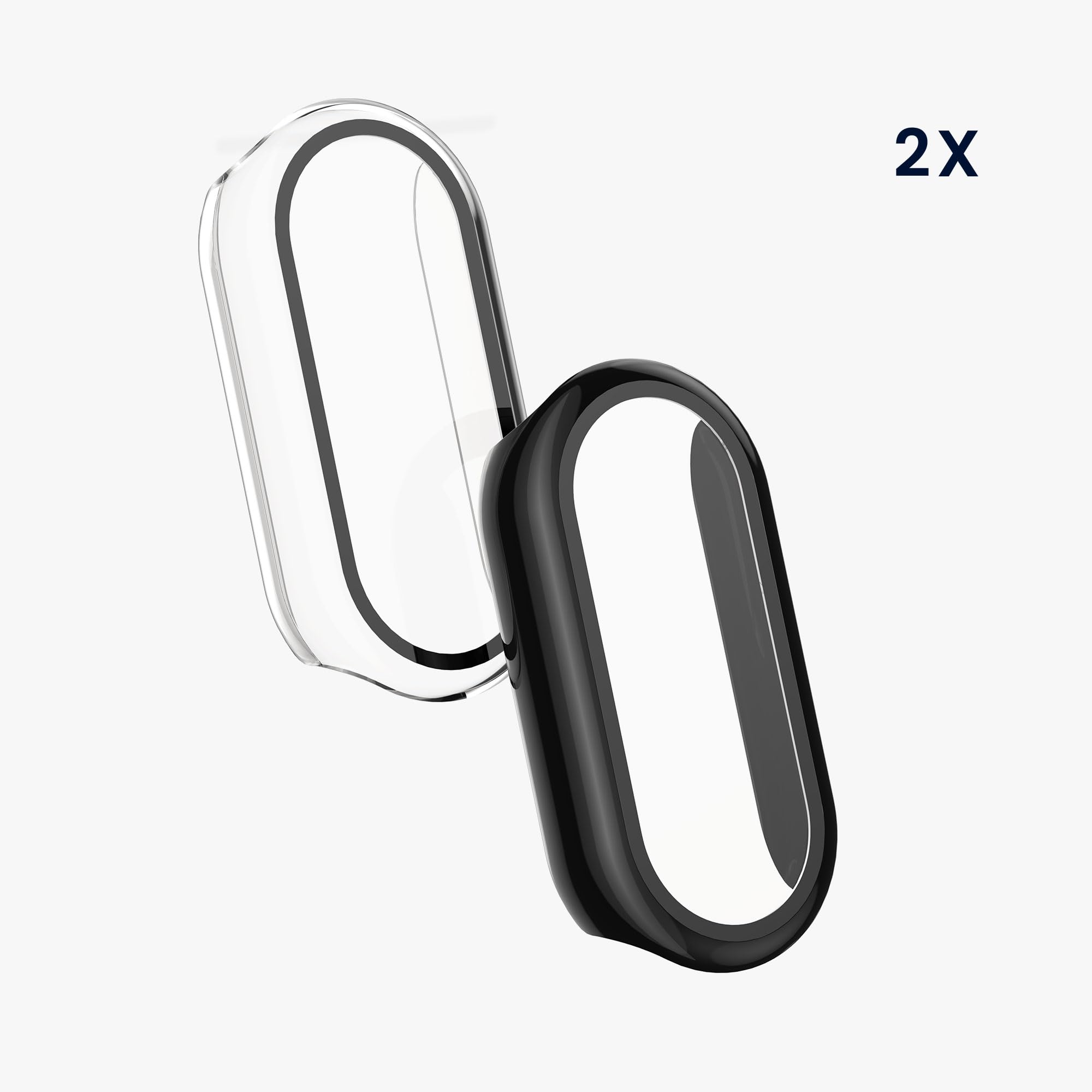 kwmobile Etui kompatybilne z etui Xiaomi Mi Band 10 / Smart Band 10, 2 x szkło hartowane z plastikową ramą, przezroczyste/czarne