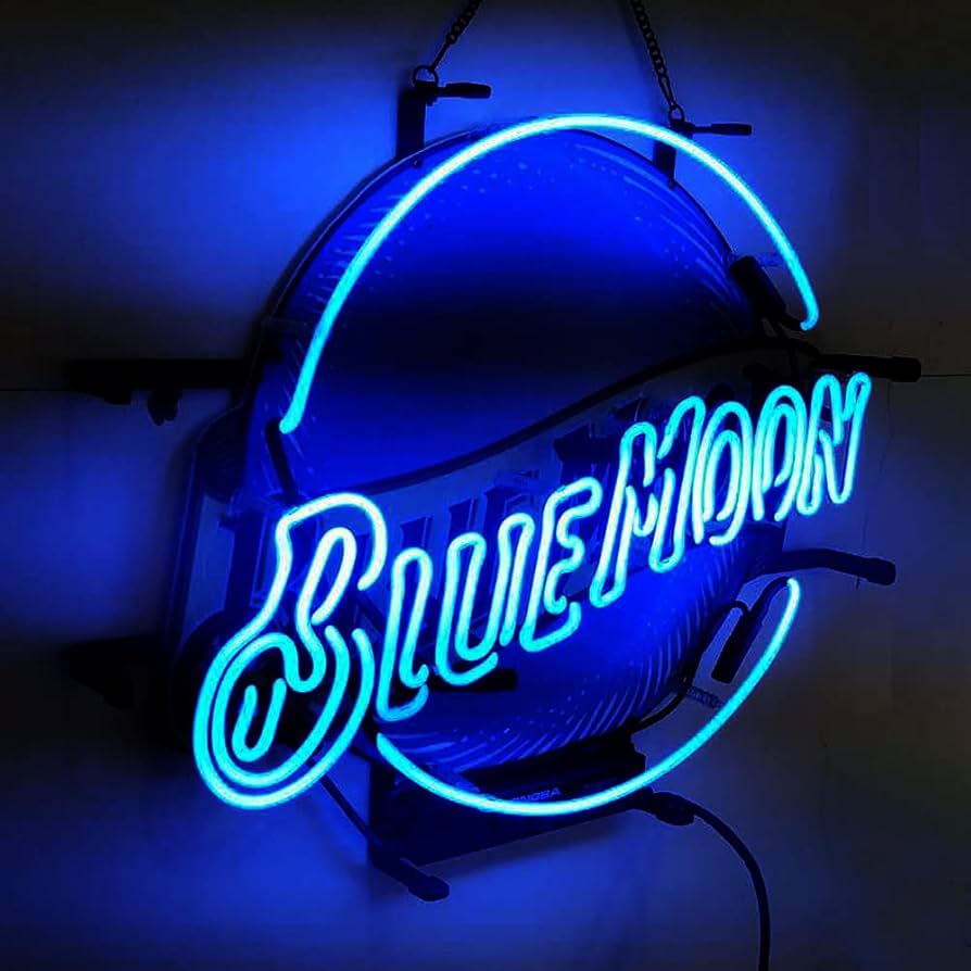 Blue Moon Beer Neon Light Sign Handmade Real Glass Neon Tube