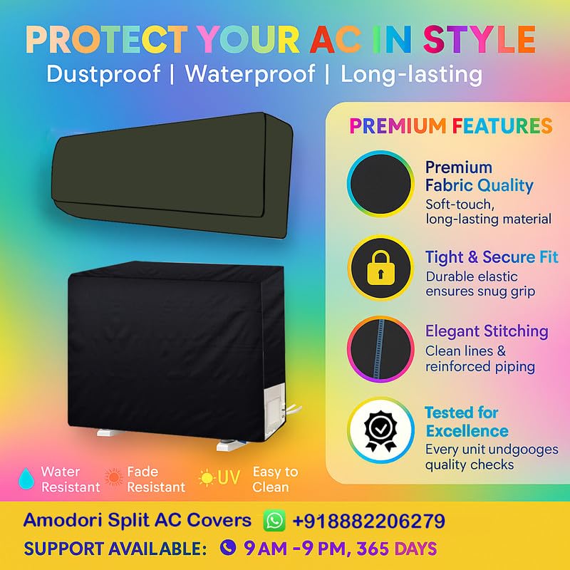 Image of Universal AC Outdoor Cover - Compatible with 1.5 & 2 Ton Split ACs, All-Season Protection (Solid Military)