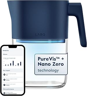 LARQ Lark Pitcher Pitcher Pure Bis Monaco Blue UV Disinfecting & Water Filter Pot Water Purifier Water Drink App Record
