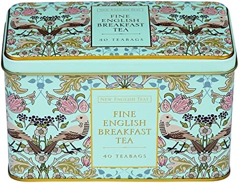 New English Teas Song Thrush Tea Tin with 40 Black Tea Bags - Green