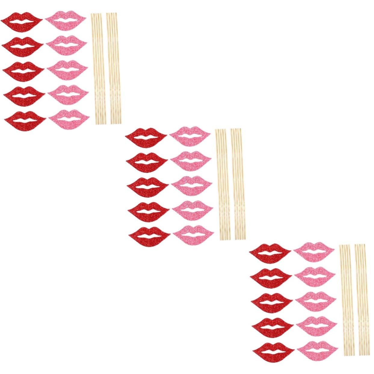 3 Sätze Teiliges Lustige Rote Und Pinke Lippen Fotorequisiten Aus Papier Handliche Party Accessoires Für Fotos Und Hochzeitsfeiern Für Geburtstage Und Festlichkeiten 40 Stück * 3
