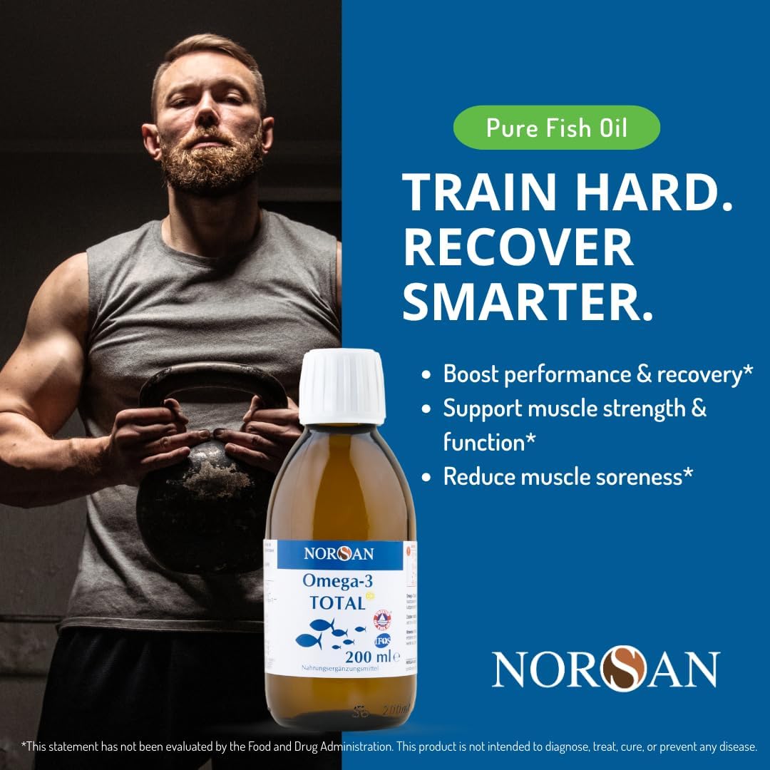 NORSAN Omega-3 Total Naturally Lemon Flavoured Liquid Fish Oil – High-Dose 2000mg Omega-3 per Serving | Supports Heart, Brain & Vision* | Friend of The Sea Certified | 6.8 fl oz Bottle (200ml) - Image 3