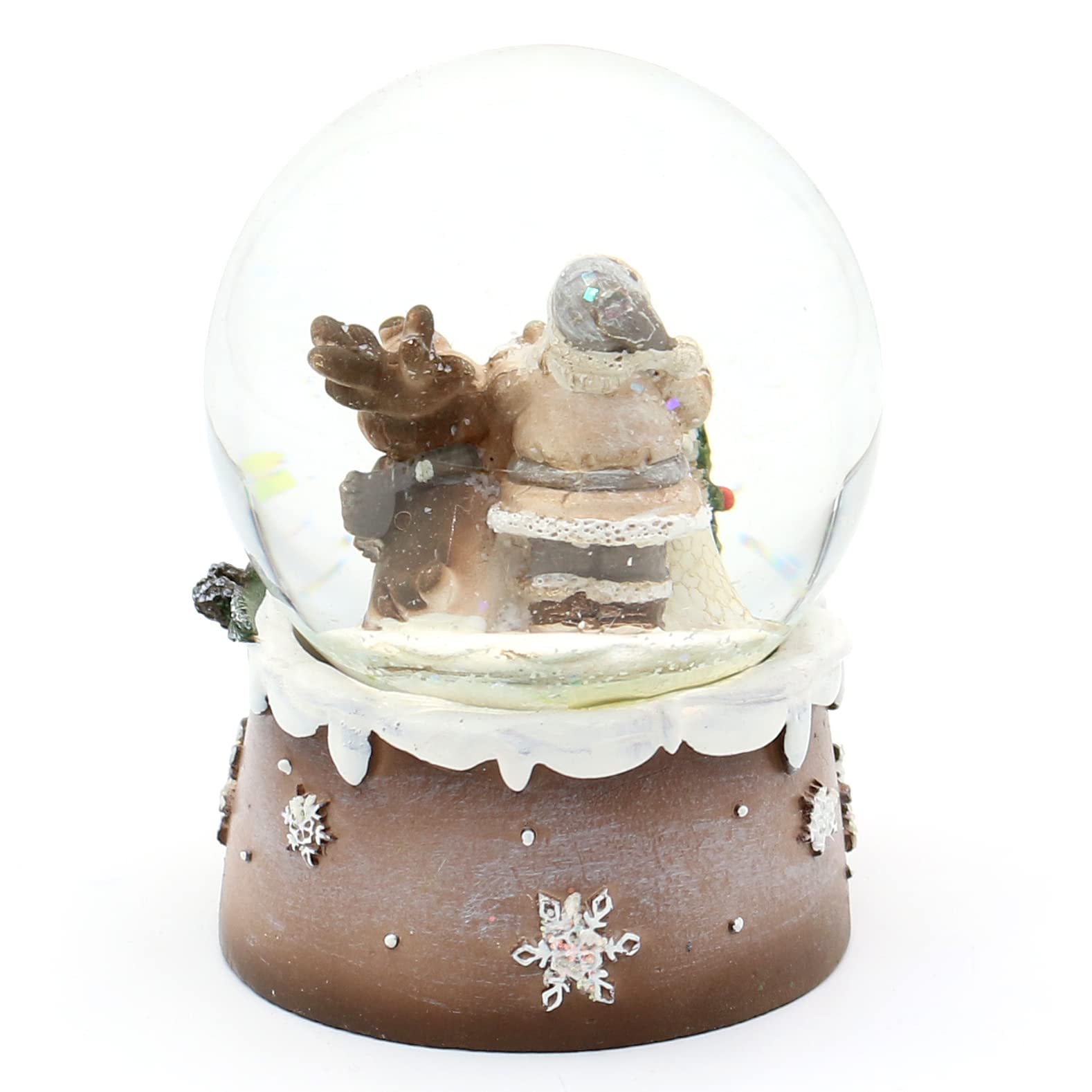 Palla Di Neve Con Alce E Base Rossa - Decorazione Natalizia 7x7x8.5cm - Foto 2