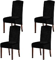 Vista 19 de Fundas de terciopelo para sillas de comedor XL de felpa, fundas elásticas para sillas altas, fundas protectoras de elastano con banda elástica