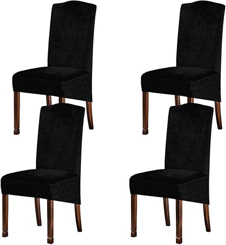 Miniatura 43 de Fundas de terciopelo de felpa XL para sillas de comedor, funda elástica para sillas altas, fundas protectoras de elastano con banda elástica