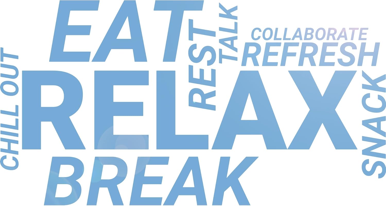 Vinyl Wall Decal Break Room Office Words Cloud Kitchen Relax Lounge Area Decoration Snack Bar Idea Stickers Mural Large Decor (ig6013) Black