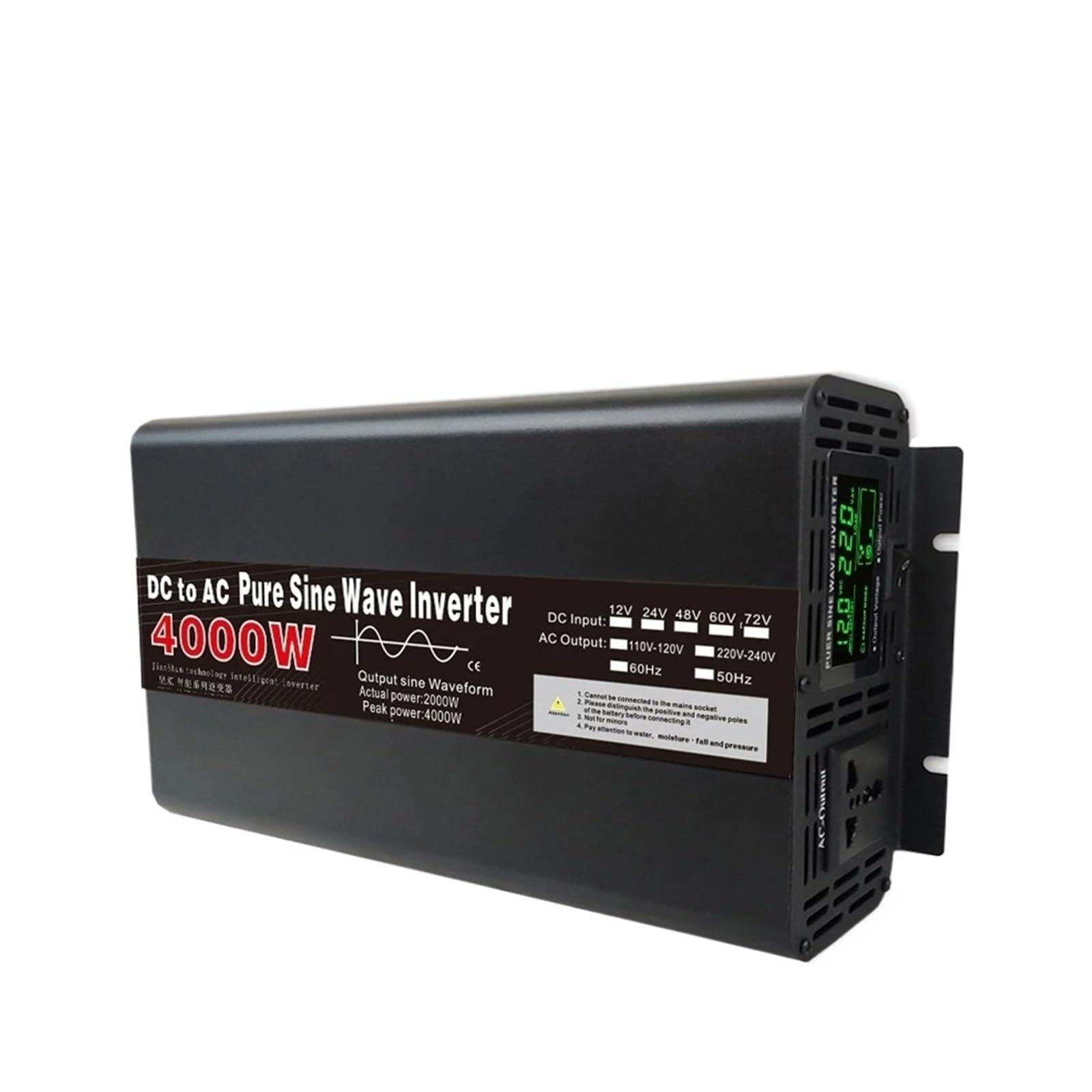 Onduleur Solaire Hybride 4000 W DC 12 V 24 V 48 V 60 V 72 V vers AC 220 V Chargeur 5 KW À Onde Sinusoïdale Chargeur Portable 12 V 220 V(12V,220V(60HZ),Europe)