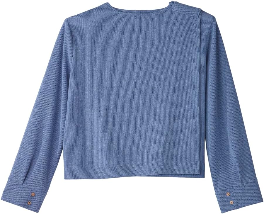Silverts Women’s Adaptive Open Back Ribbed Long Sleeve Top Assisted Dressing Easy Wear Comfortable Knit Shirt