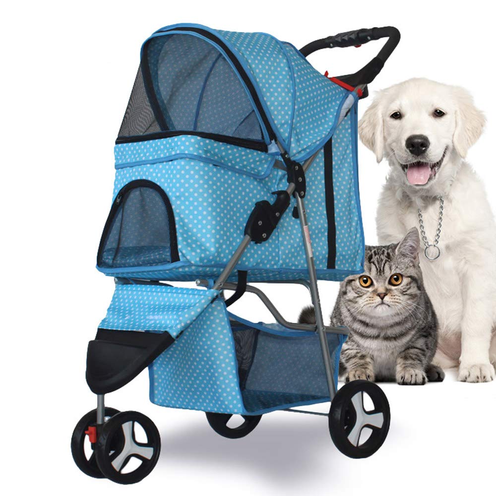 Passeggino per Animali Domestici a 3 Ruote, Leggero, da Viaggio, per Cani e Gatti di Piccola Taglia, Pieghevole, da Jogging