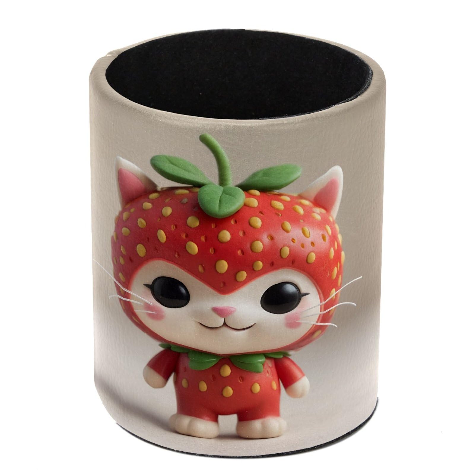 FWJZDSP Strawberry Cat Pencil Cup Pen Organizer Makeup Brush Holder for Office Home Countertop Desk Accessory Storage