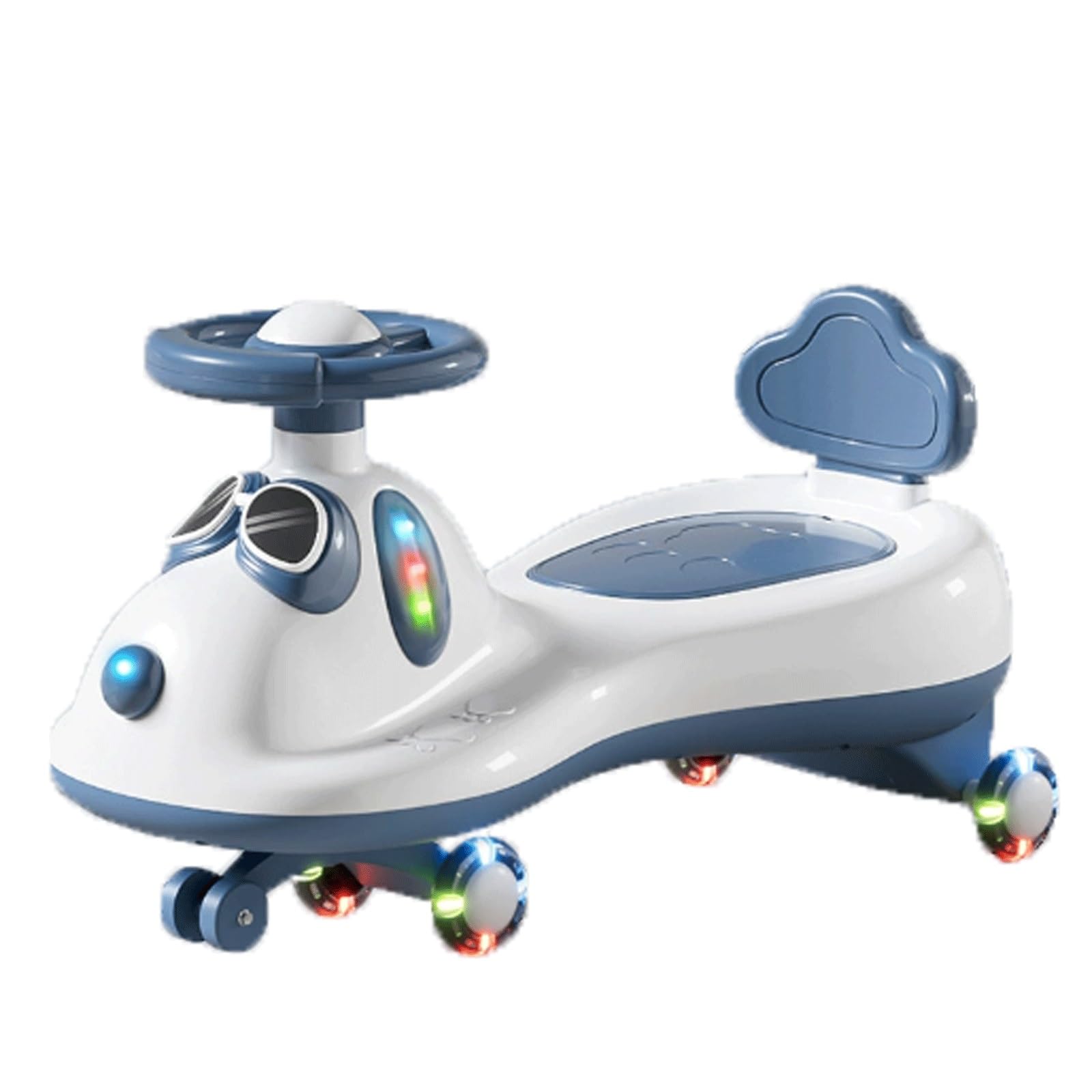 SDGBCXD Swing Car, Wiggle Car Music Light Anti-rollover Turn Movement To Steer For Ages 3 Years And Up Swing Cars(Blu)