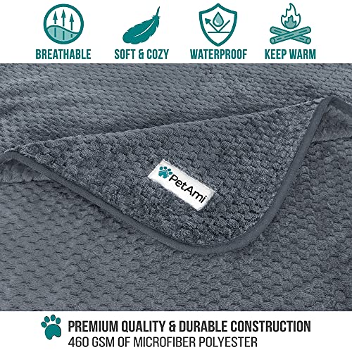 Petami Waterproof Dog Blanket, Leakproof Xl Pet Blanket For Large Dogs, Furniture Sofa Couch Cover Protector, Fleece Cat Throw For Bed Crate Kennel, Reversible Washable Soft Plush, Twin 60X80 Gray #TOP2