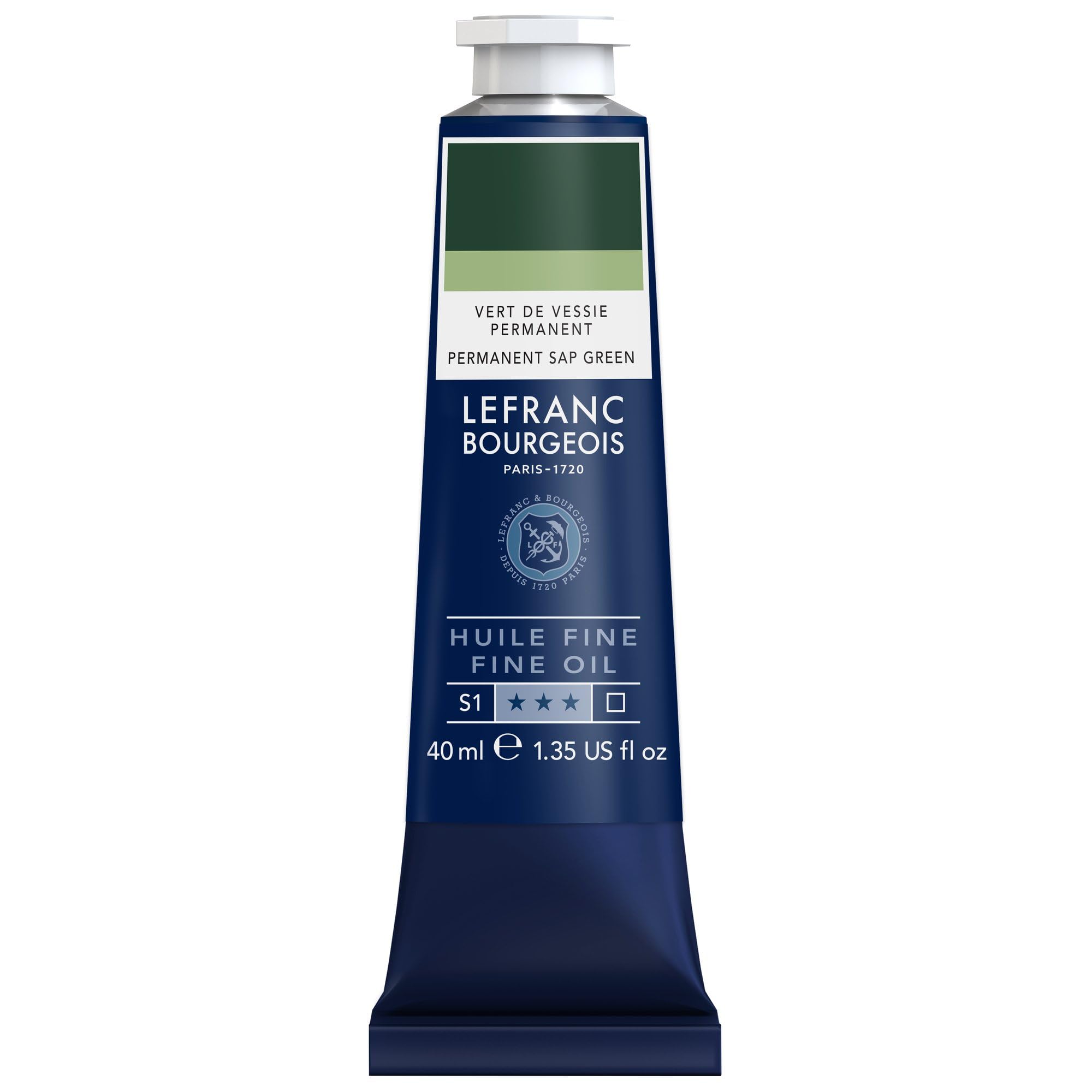 Lefranc Bourgeois 301780 Pintura al óleo fina de calidad, resistente a la luz y de consistencia uniforme, tubo de 40 ml, ideal para lienzos y tableros de pintura, jugo verde