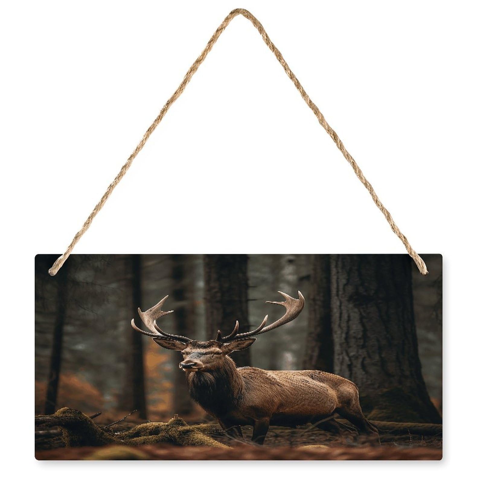 Fodpand Style Elk In The Grove Wall Art Wooden Hanging Sign Decor, Artwork For Wall Decoration, Funny Plaque For Bedroom Kitchen Living Room Home Decoration 9.8 X 4.9 Inch