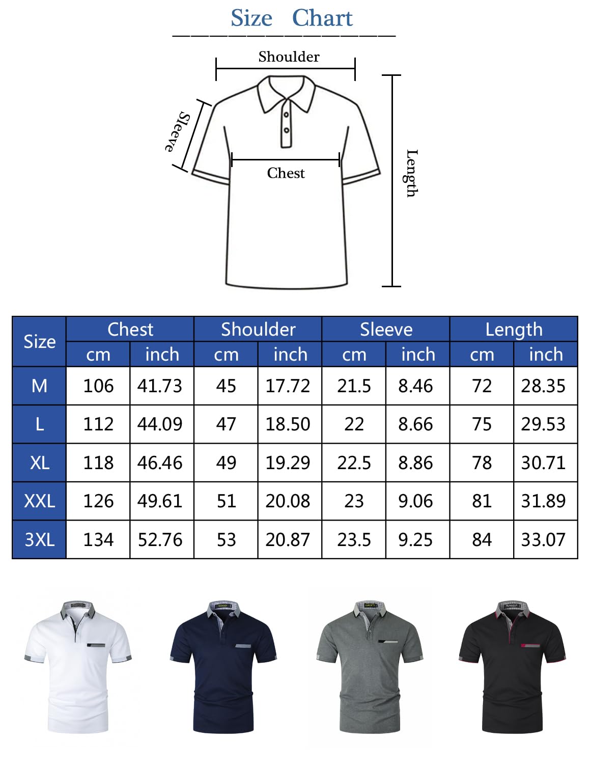 Polo à Poche pour Hommes Chemise à Manches Courtes Col à Carreaux Chic Chemise de Travail Uniformes
