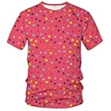 Men's 3D Novelty T-Shirt, Abstract Illustration Funny Design Polka Dots Pattern on Pink Background