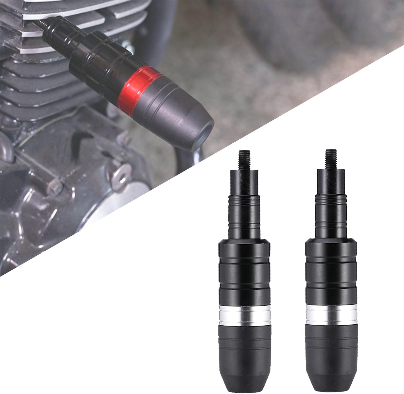 2 Pack Motorcycle Frame Sliders for Suzuki Avenis, Motobike Exhaust Pipe Protection Anti Falling Bar Frame Sliders, CNC Aluminum Frame Slider Anti-Fall Stick,D Silver