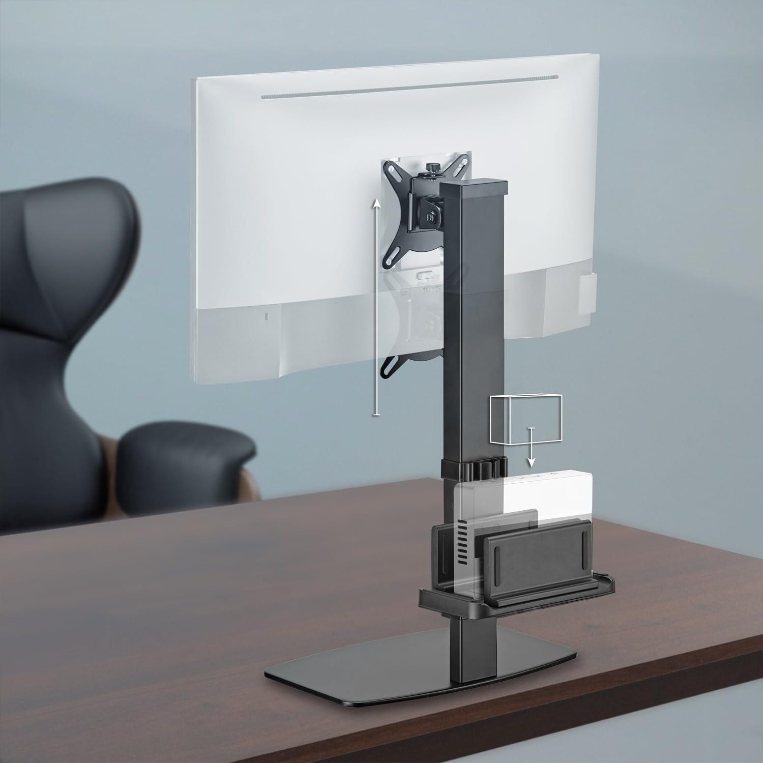 AISENS Supporto Da Tavolo Eco Girevole E Inclinabile Per Monitor/TV E Mini Pc 8kg Da 17-32. Nero