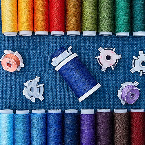 Image of WILLBOND 50 Pieces Bobbin Holder Sewing Clips Tool for Spools of Thread | Bobbin Small Clips Accessory, Keep Thread Tidy on Bobbins and Spools, Clear Clips for Sewing Supplies, Prevent Unwinding