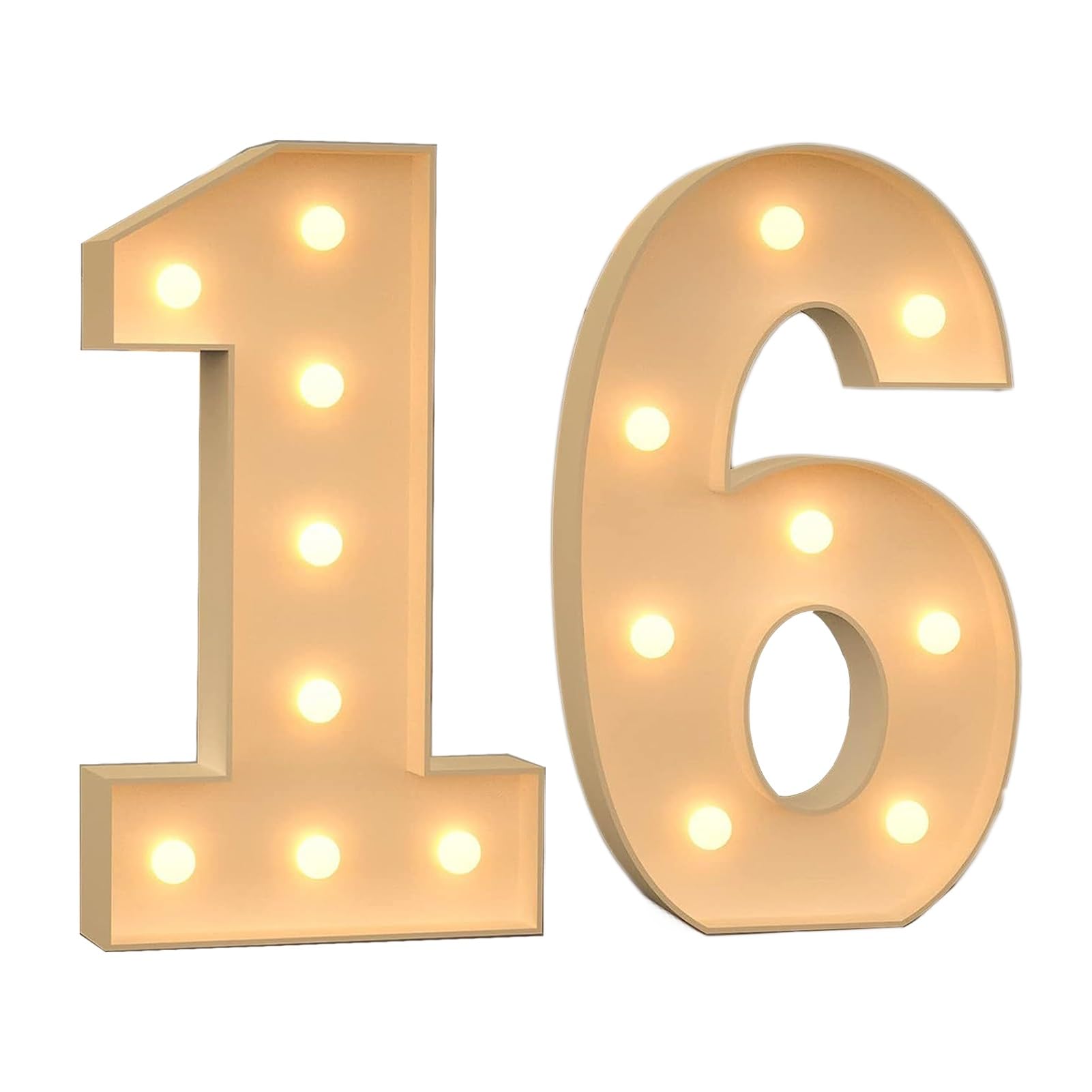 Marquee Light Up Numbers, 3ft/4ft Giant Mosaic LED Numbers Light Sign, Pre-Cut Mosaic Numbers Kit for Wedding Anniversary Bar Home Birthday Party Decoration ( Color : Number 16 , Size : 120CM/4FT )