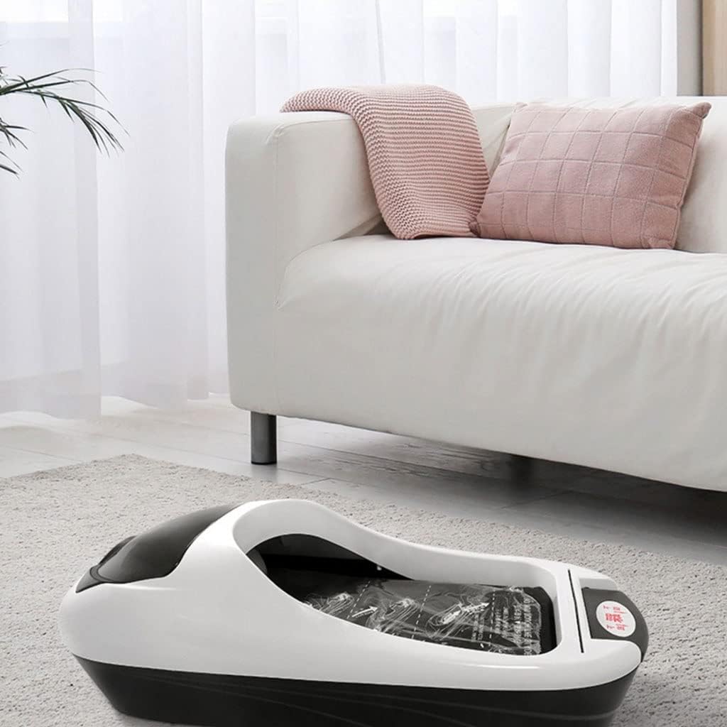 リニューアルでさらに人気！靴カバーマシン家庭用屋内自動ドアステップフット使い捨て靴カバーマシン靴フィルムフットカバー耐久性 (Color : White, S マジックテープ シニア