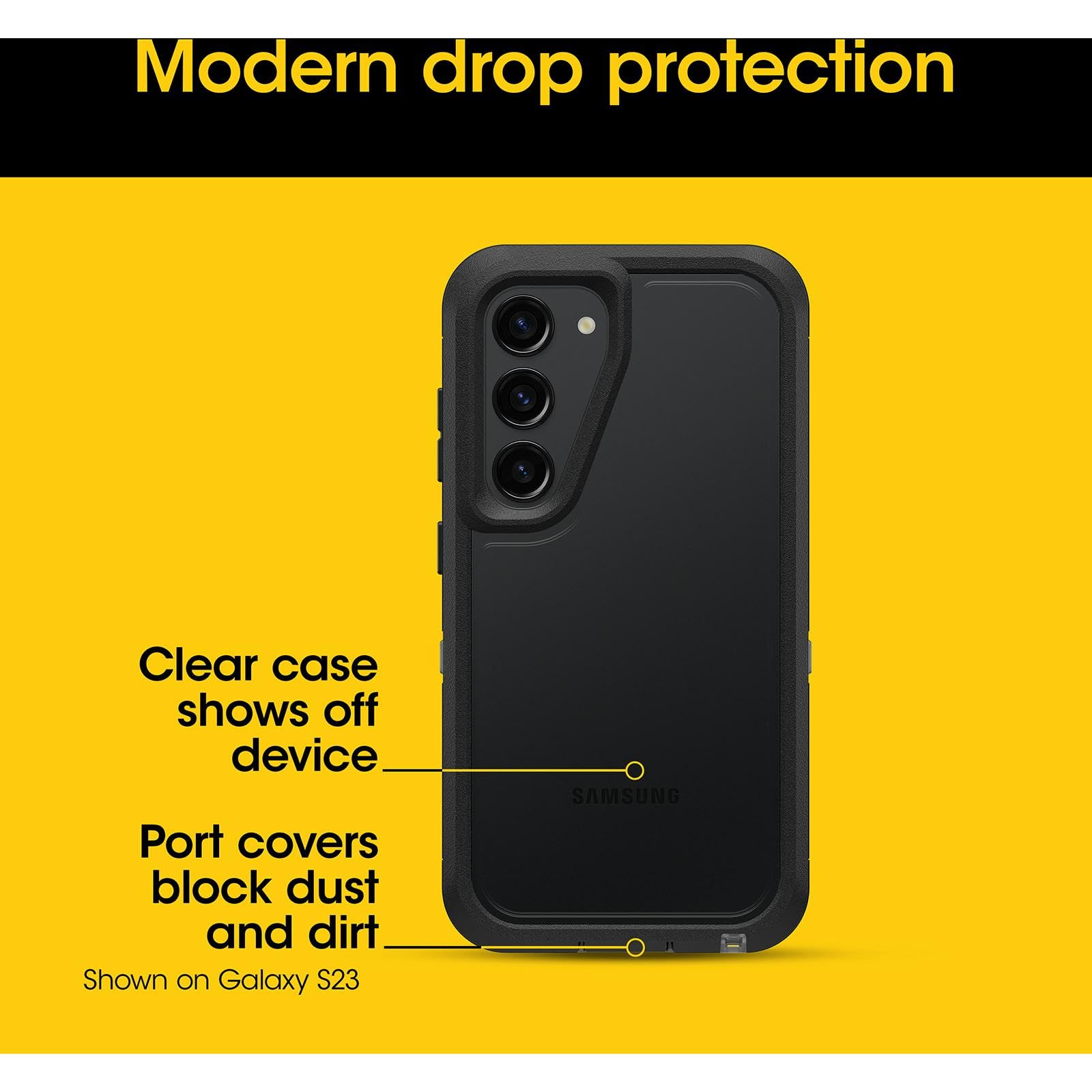 OtterBox Defender Series XT - Custodia trasparente per Samsung Galaxy S24 (trasparente/rosa), senza schermo, robusta, con cordino di fissaggio