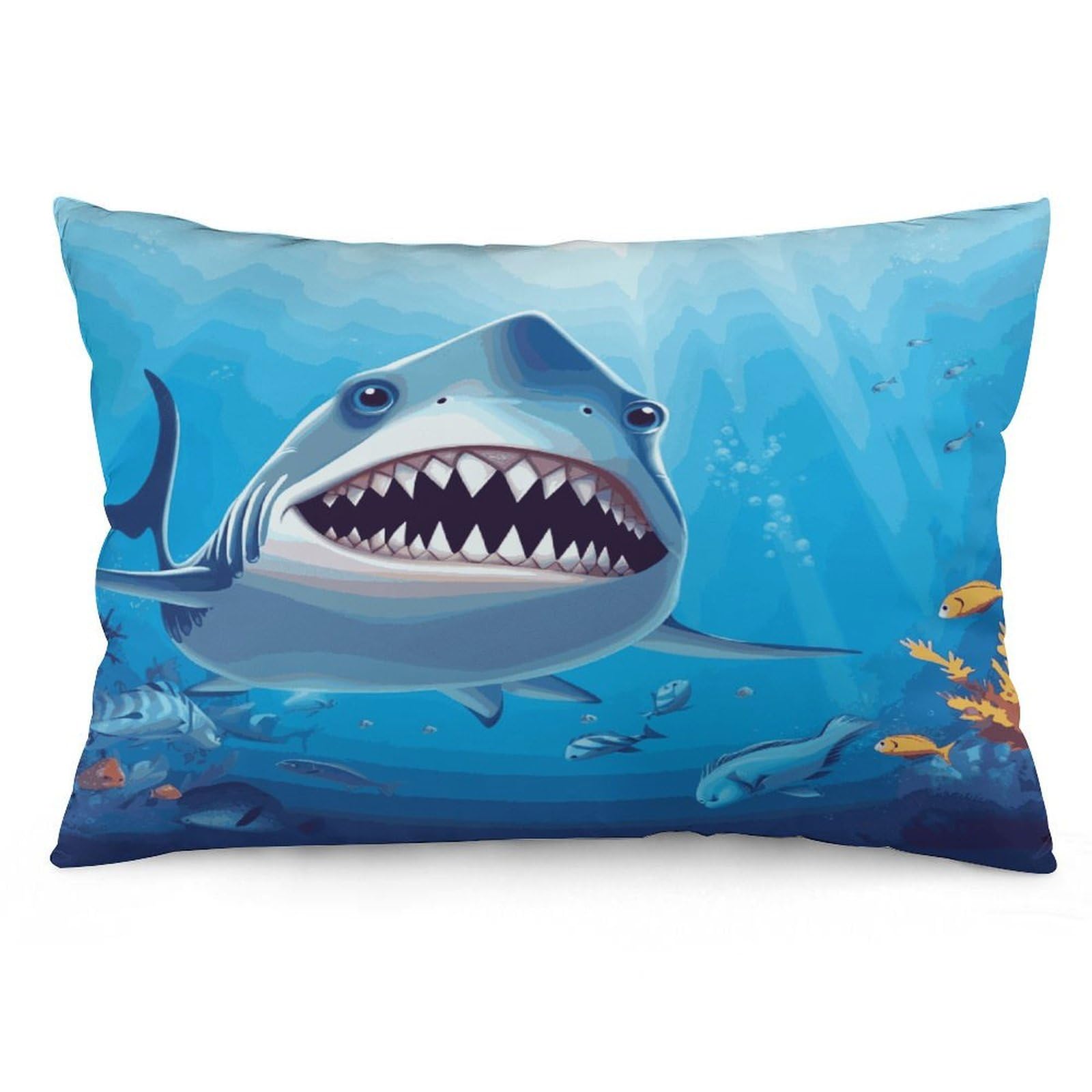 Wsoihfec Style Smiling Shark Throw Pillow Covers Decorative, Pillow Cases Soft Plush, Modern Farmhouse Boho Cushion Cover For Bed Couch Sofa Living Room Spring Decor12 X20