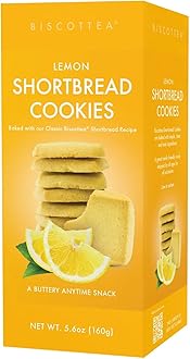 BISCOTTEA All-Natural Traditional Lemon Shortbread Cookies – Gourmet Buttery Biscuits Infused with Real Flavors (8 Cookies)
