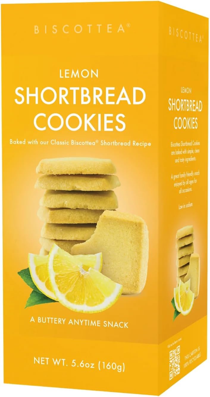 BISCOTTEA All-Natural Traditional Lemon Shortbread Cookies – Gourmet Buttery Biscuits Infused with Real Flavors (8 Cookies)