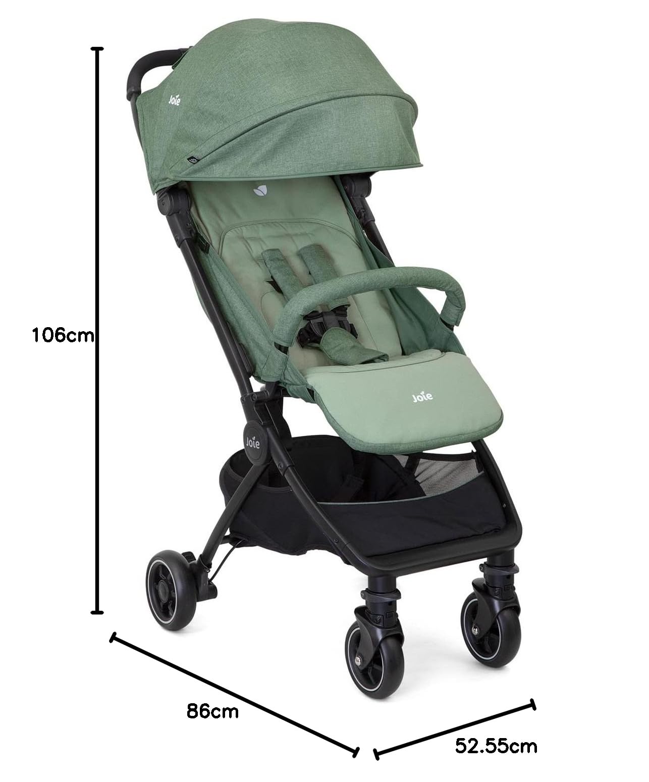 Joie pact™ Buggy, leicht & kompakt faltbar, flache Liegeposition, Travel-System-kompatibel, vorwärts gerichtet, von Geburt bis 3 Jahre (0–15kg), laurel