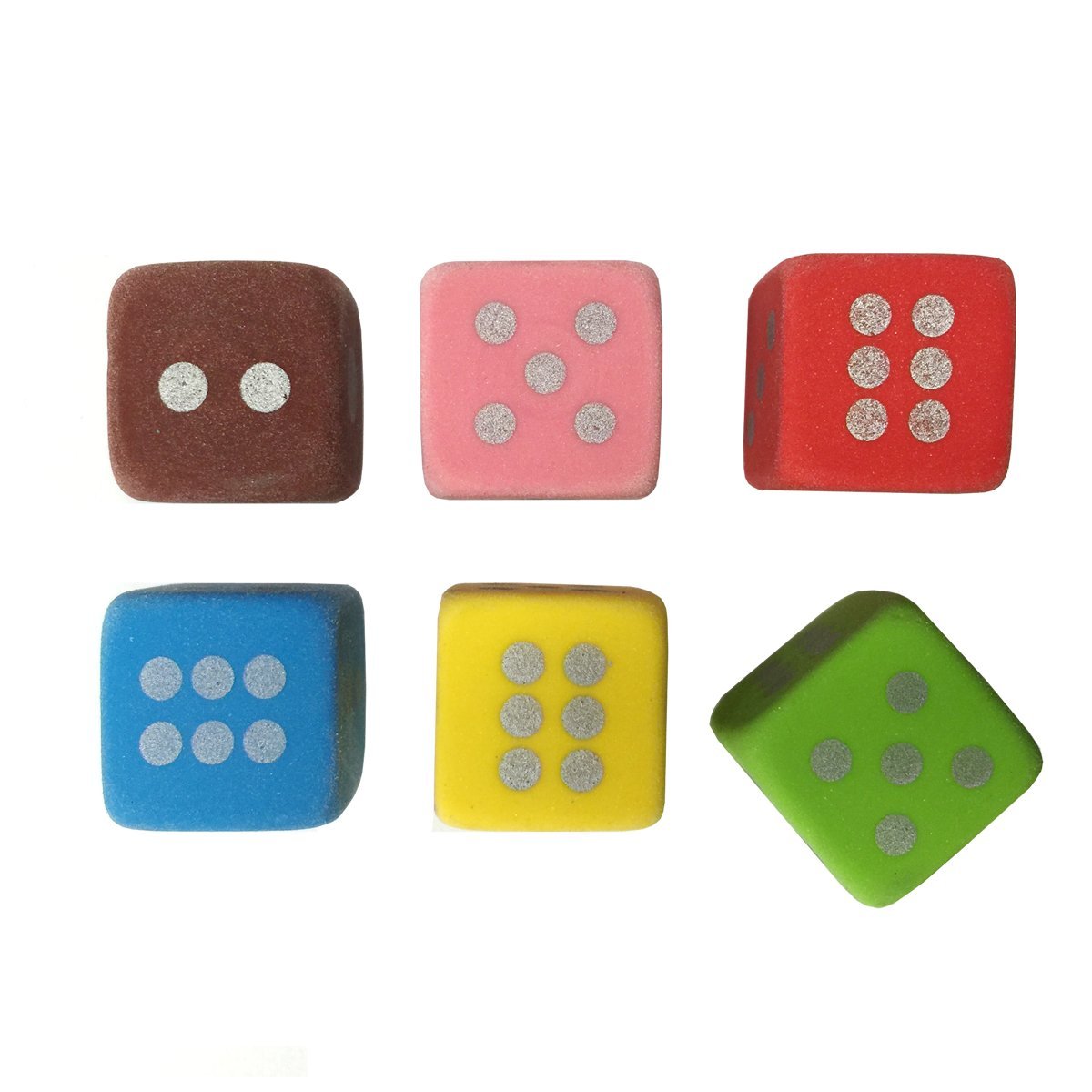 6-pcs Color Dice Eraser Set
