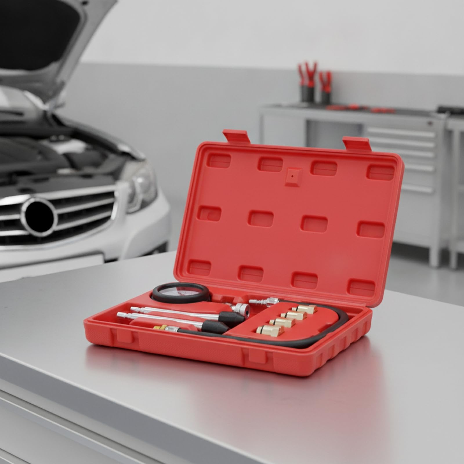 Gralara Kit Controllo Pressione Cilindro con Manometro Doppia in Bar per Verifica Guarnizioni Testata
