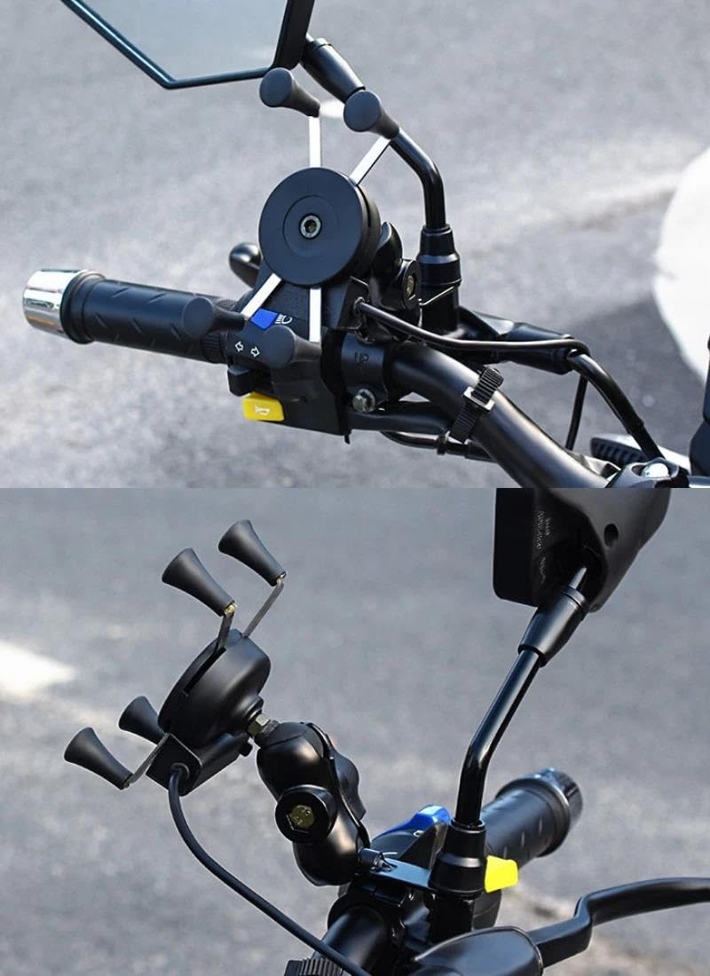 Supporto Smartphone Per Moto Con Caricabatterie USB E Staffa Specchietto Per Scooter