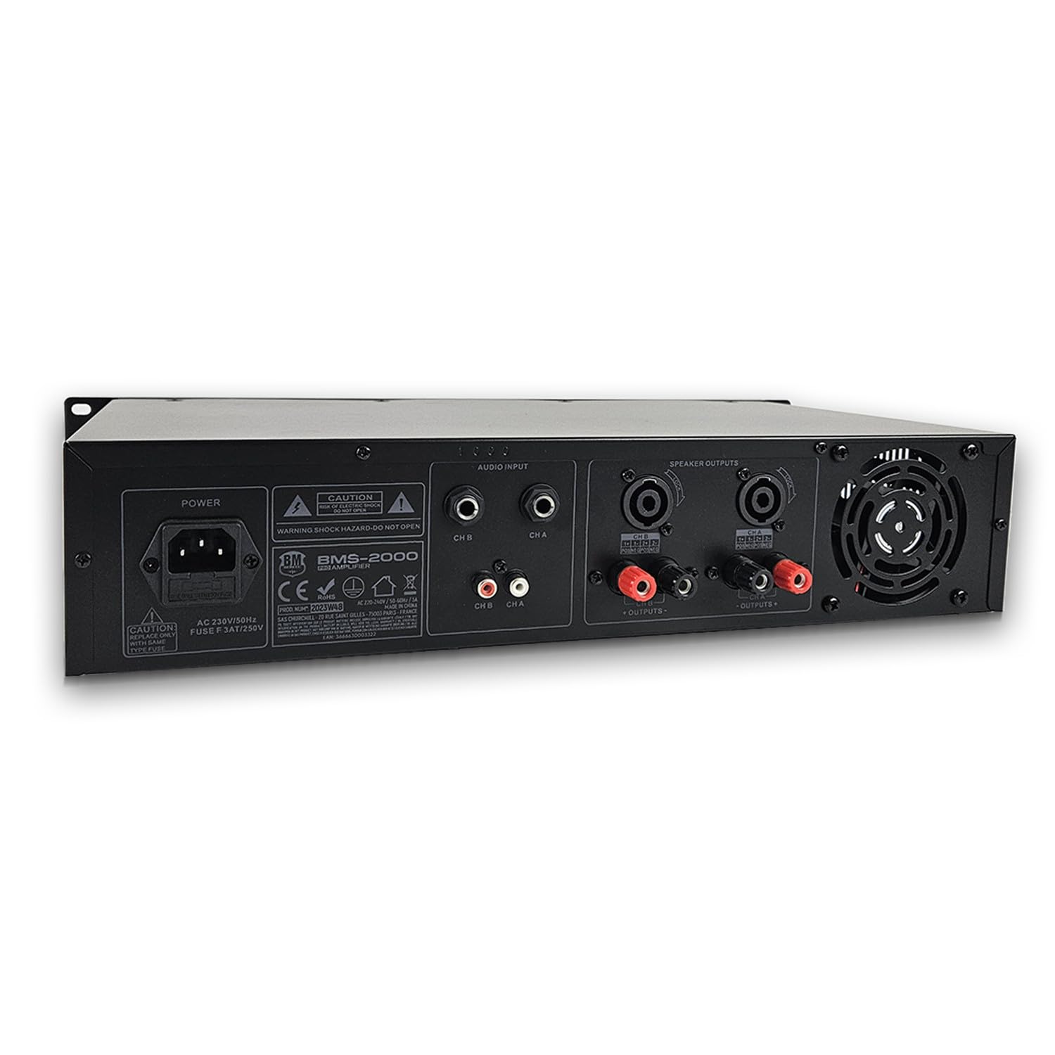 Pack Sono DJ BM Bmsonic Amplificateur BMS2000 2000W, Paire d'Enceintes Passives BMS12 2x600W, Câbles, Sonorisation Pro